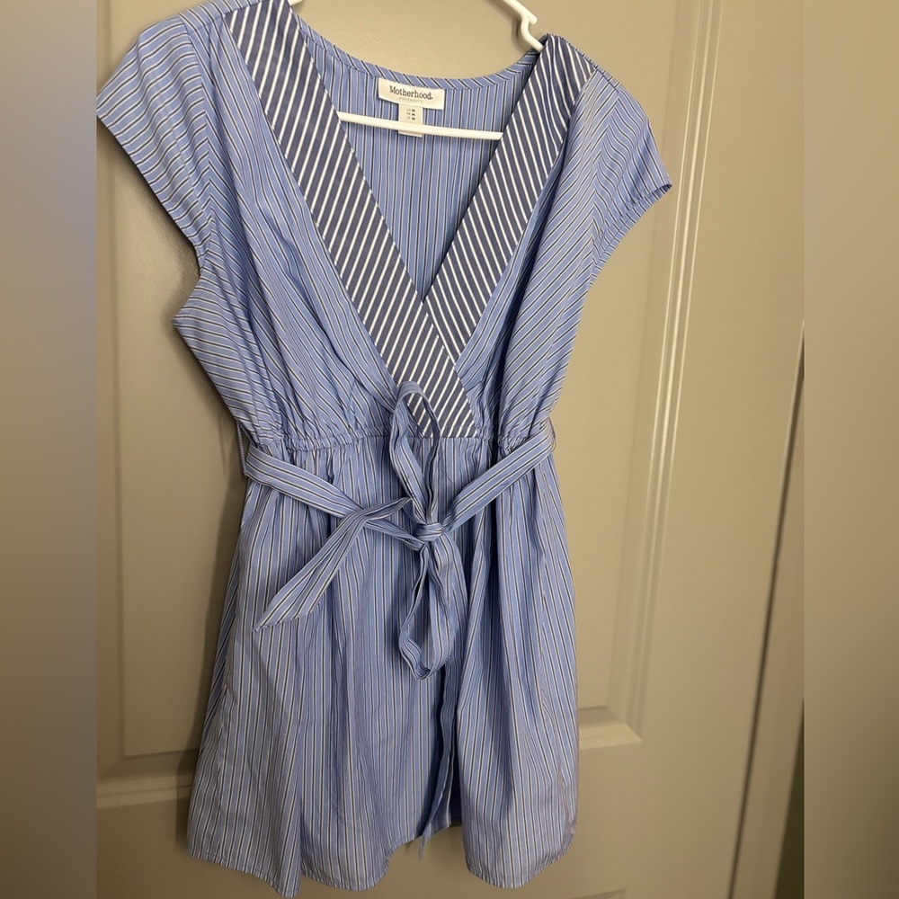 Motherhood Maternity Blue Flutter Sleeve V-Neck Blouse
